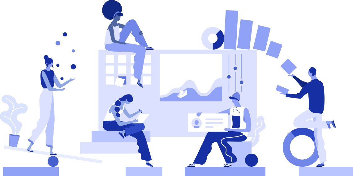 Data Teamwork Illustration Map Story
